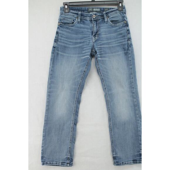 BKE Carter Jeans Mens 30R Blue Straight Western Denim Boot Leg Distressed Ranch - Picture 1 of 11